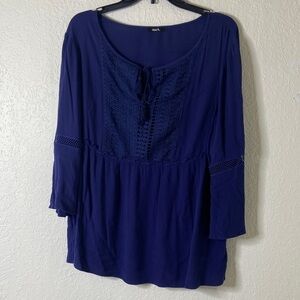 mark. Deep Blue Tunic with Lace Detail